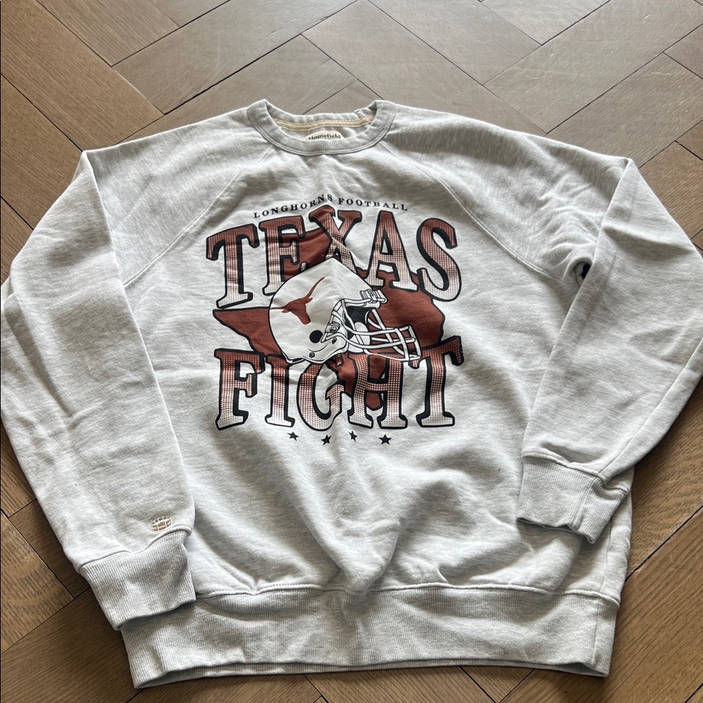 Women’s Heather Gray 'Texas Fight' Longhorns Football Crewneck Sweatshirt